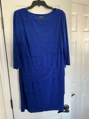 Tahari Vibrant Blue 3/4 Sleeve Dress